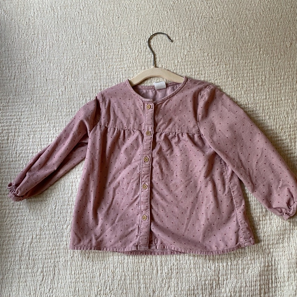 H&M Toddler girls pink corduroy button down top